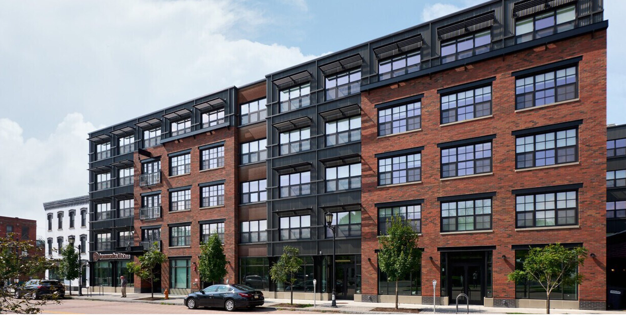 The five-story residential building studied.